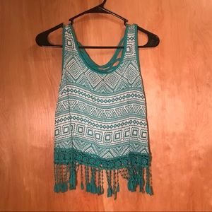 Teal & White Crop Top